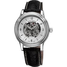 Revue Thommen Skeleton Mens Silver Open Face Automatic Watch