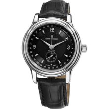 Revue Thommen Watches Men's Date Pointer Black Leather Strap Automatic