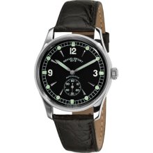 Revue Thommen Watches Men's Black Small Second Dial Leather Strap Aut