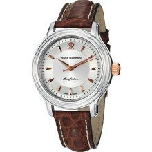 Revue Thommen Women's 'Classic' Silver Dial Brown Leather Strap Watch