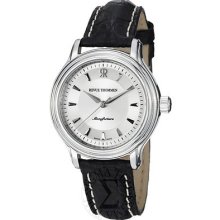 Revue Thommen Womens Classic Silver Dial Black Leather Strap Watch 12500.2538
