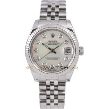 Rolex 31mm Midsize Datejust Model 178274 Stainless Steel Jubilee Band Custom Added MOP Diamond Dial