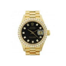 Rolex 69138 President Factory Black Diamond Dial Ladies Watch
