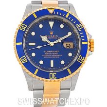 Rolex Blue Submariner Steel 18K Yellow Gold Watch 16613