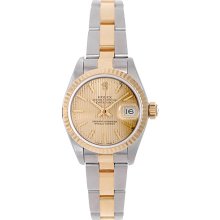 Rolex Datejust 69173 Ladies Watch Champagne Tapestry Dial