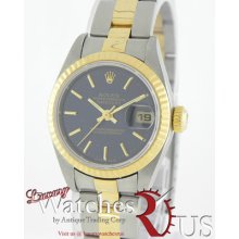 Rolex Datejust 79173 Blue Stick Dial Steel Yellow Gold Oyster Bracelet