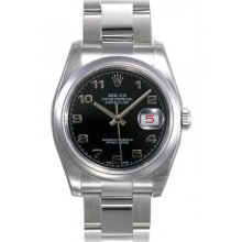 Rolex Datejust Black Arabic Dial Oyster Bracelet Mens Watch 116200BKAO