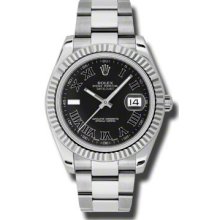 Rolex Datejust Ii Stainless Steel & 18kt White Gold 41mm Ref 116334 Black Dial