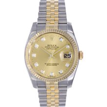 Rolex Datejust Men's 2-Tone Watch 116233 Custom Champagne Diamond Dial