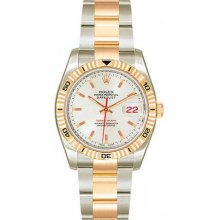 Rolex Datejust Silver Index Dial 18k Rose Gold Turn-o-Graph Bezel Oyster Bracelet Mens Watch 116261SSO