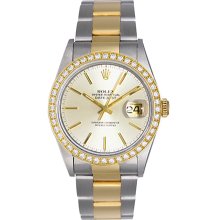 Rolex Datejust Steel & Gold 2-Tone Men's Watch 16233 Silver Dial