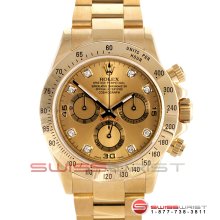 Rolex Daytona 18k Yellow Gold Champagne Diamond Dial 116528 40MM