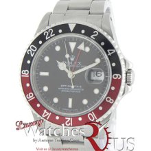 Rolex Gmt-master Ii 16710 Stainless Steel Black And Red Bezel Black Dial