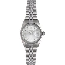 Rolex Ladies Date Stainless Steel Watch Silver Dial
