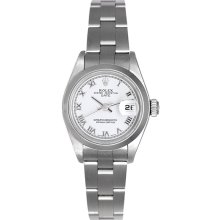 Rolex Ladies Date Stainless Steel Watch 69160 White Dial