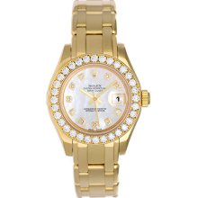 Rolex Ladies Masterpiece/Pearlmaster Gold Diamond Watch 80298