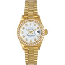 Rolex Ladies President Diamond Watch For Women 79178 White Dial