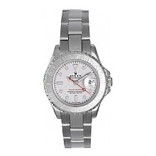 Rolex Ladies Yachtmaster Steel & Platinum Pre-Owned - Platinum Dial