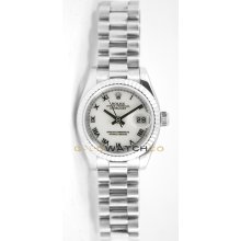 Rolex Ladys President New Style Heavy Band Model 179179 With A White Roman Dial