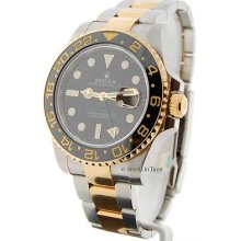 Rolex Mens Gmt-master Ii 116713 M 18k Gold & Steel Ceramic Box/papers Mint