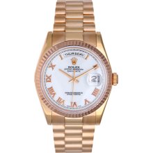 Rolex Men's Rose Gold Day-Date President Watch 118235 White Dial