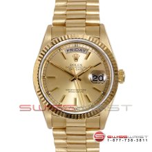 Rolex Men's Yellow Gold Day Date President Champagne Stick Dial 18238