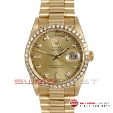 Rolex Men's Yellow Gold Day Date President Champagne Diamond 18238