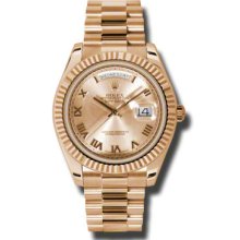 Rolex New Style 41mm Day Date II Model 218235 18K Rose Gold with Rose Gold Roman Dial