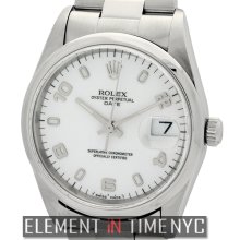 Rolex Oyster Perpetual 34mm Date Steel White Arabic Dial U Serial