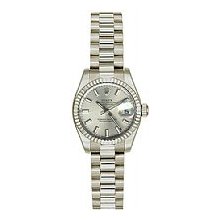Rolex Oyster Perpetual Lady President White Gold Unworn with Silver Dial/Fluted Bezel