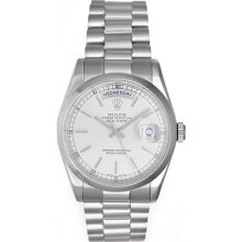 Rolex Platinum President Day-Date Men's Watch 118206 Silver Dial