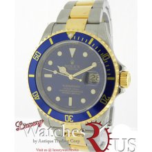 Rolex Submariner 16613 Stainless Steel 18k Yellow Gold Blue Bezel And Dial