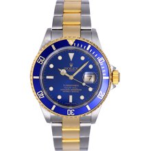 Rolex Submariner 2-Tone Steel & Gold Men's Watch 16613 Blue Dial