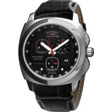 Rotary Evolution Gents Stainless Steel with Black Leather Strap Watch