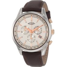 Rotary Swiss Made Watch Mens Chronograph Leather Wrist Watch Rrp Â£375.00