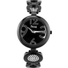 Round Dial Crystal Stainless Steel Waterproof Women's Wrist Watch (Black) - Black - Stainless Steel