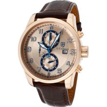 S.Coifman Watches Men's Chronograph Rose Gold Tone Dial Brown Genuine