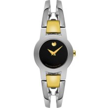 Sale Ladies Movado Amorosa Stainless Steel & Gold Tone Bangle Watch 0604760