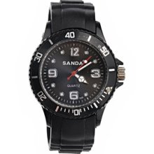 SANDA Round Dial Sports Quartz Wrist Watch Silicone Wristband