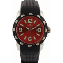 Sartego Men's Land Master Rubber Band Quartz Red Dial Black Rubber Band - Sartego Watches