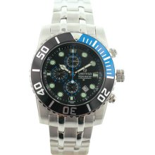 Sartego Men's Ocean Master Diver Chronograph Black Dial Bezel Blue Accents SPC71