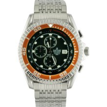 Sartego Men's Stainless Steel Ocean Master Diver Chronograph Black Dial Orange Bezel SPCB21