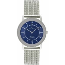 Sartego Men's Ultra Thin Stainless Steel Dress Blue Dial Mesh Band SVR333