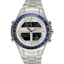 Sartego Spw35 Men's Watch Digital Alarm Chronograph World Time Silver Dial