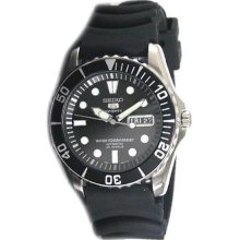 Seiko 5 Sports Automatic Black Dial Rubber Strap Mens Watch SNZF17J2