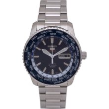 Seiko 5 Sports Srp125 Mens Stainless Steel 24 Jewels World Time Auto Blue Dial