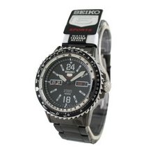 Seiko 5 Sports Srp355 Men's Black Ip Flight Navigation 24 Jewels Automatic Watch
