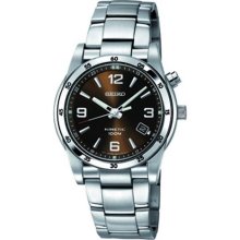 Seiko Brown Dial Stainless Steel Kinetic Mens Watch SKA501