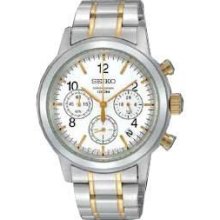 Seiko Chrono 2 Tone 330ft Mens Dress Watch Ssb009p1