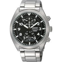 Seiko Chronograph Black Dial Quartz Mens Watch SNN231